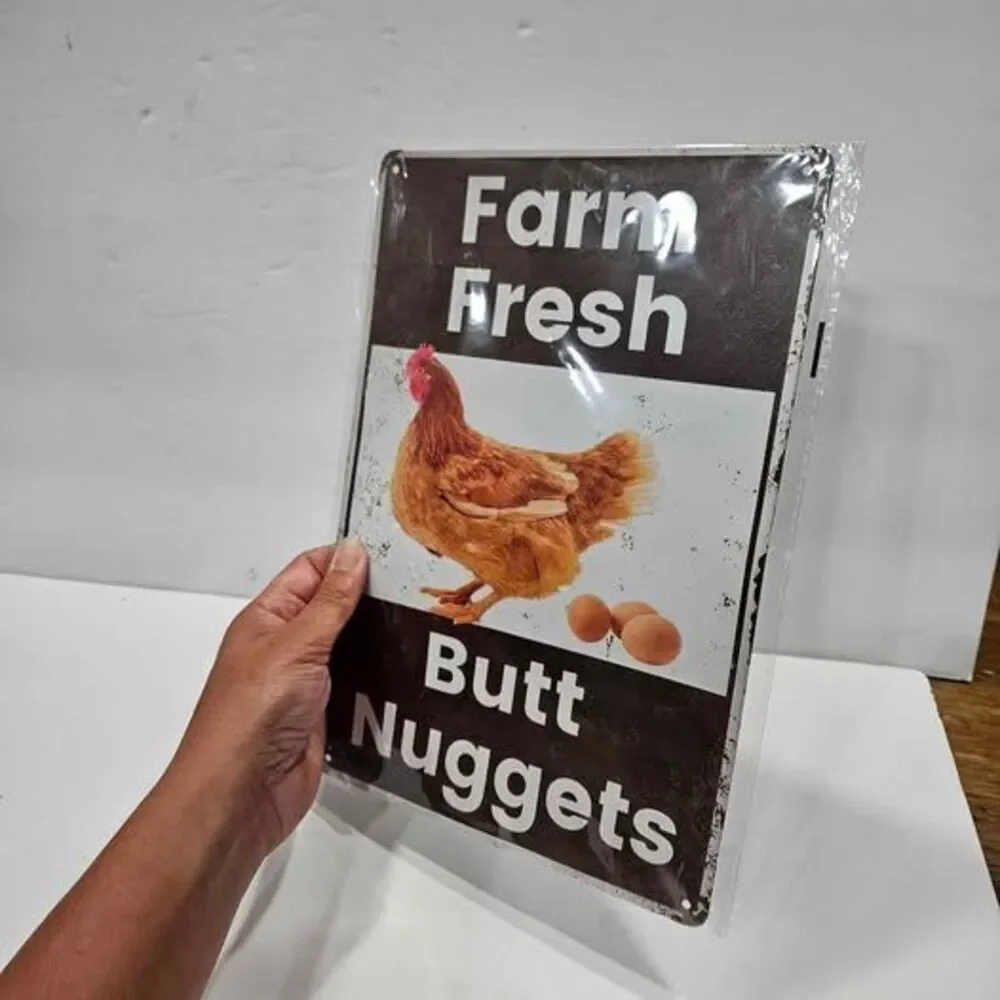 Farm Fresh Butt Nuggets Metal Novelty Sign
